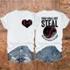 thumbnail image 2 of Camisetas de Manga Corta para Mujeres Beisbol Amor Doble Cara Impresión Cuello Redondo Camiseta, Top de Verano Casual, 2 of 3
