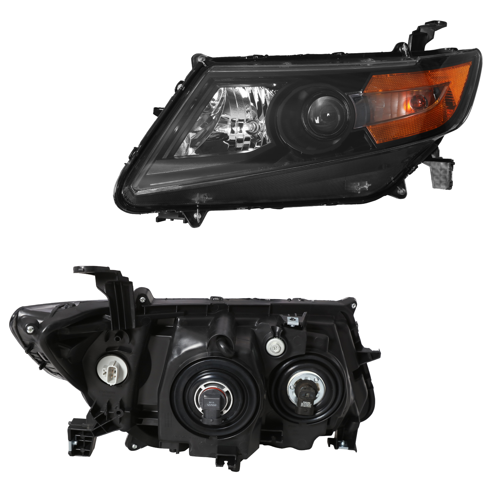 HOUGEET Full Black Headlight Assembly Fit for 2011-2017 Honda Odyssey, Headlamp Right – Direct Replacement Headlights Headlamps for Odyssey(Black,Passenger Side)