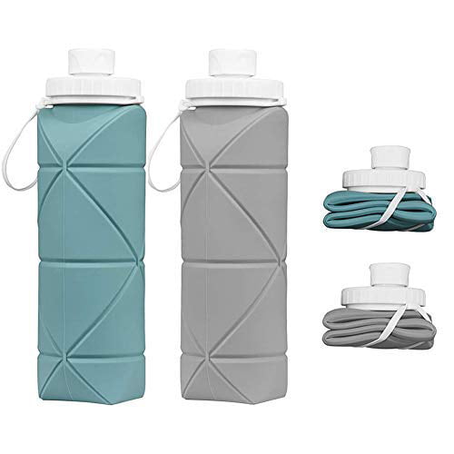 AIEROK Silicone Collapsible Water Bottle for Sports Traveling Riding Camping Hiking,17 oz BPA Free 