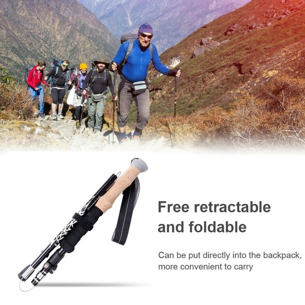 5 Section Trekking Poles Foldable Adjustable Cane Portable Alloy Crutch  Outdoor Outdoor Mountaineering Walking Stick Fishing Backpacking Crutch 