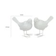 thumbnail image 5 of 6 Inch Bird Figurine Set of 2 - Resin - Modern Style Sculpture - White Finish, 5 of 5