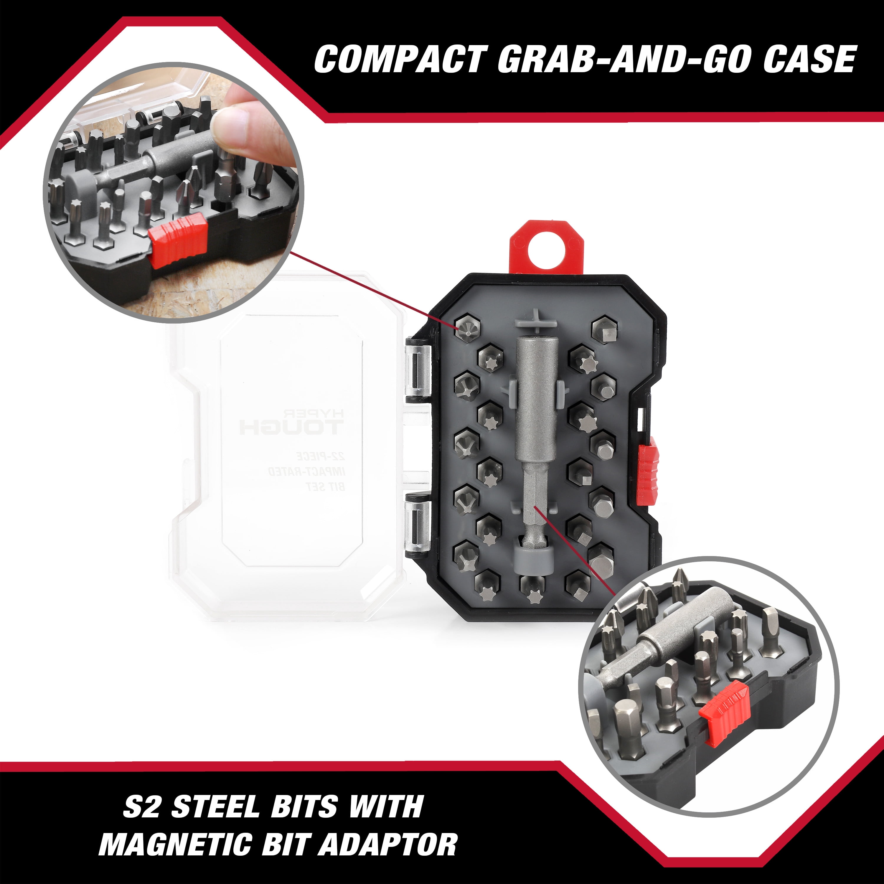 Hyper Tough 22-Piece Impact-Rated Screwdriver Bit Set, Model 41018
