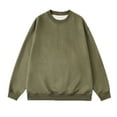 thumbnail image 2 of IROINNID Discount Crew Neck Pullover Sweatshirts Casual Graphic Print Long Sleeve Daily Fit Solid Color Sweatshirts Tops,Olive Green, 2 of 4