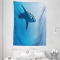 thumbnail image 1 of Shark Tapestry, Fish Swimming in the Ocean Underwater Beauty Tropical Island Water Nature Landscape, Wall Hanging for Bedroom Living Room Dorm Decor, 60W X 80L Inches, Pale Blue, by Ambesonne, 1 of 2