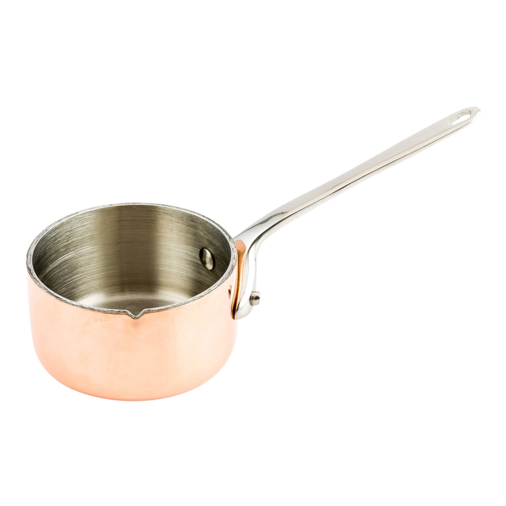2 oz Copper Stainless Steel Mini Sauce Pan Easy Pour Lip 5" x 2 1/4