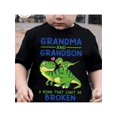 thumbnail image 1 of 100% Cotton Boys' T-Shirt | 'Grandma & Grandson' Dinosaur Print | Round Neck, Short Sleeve | Casual Summer Wear | Machine Washable | Black with Colorful Graphic Tee for Youngsters, 1 of 6
