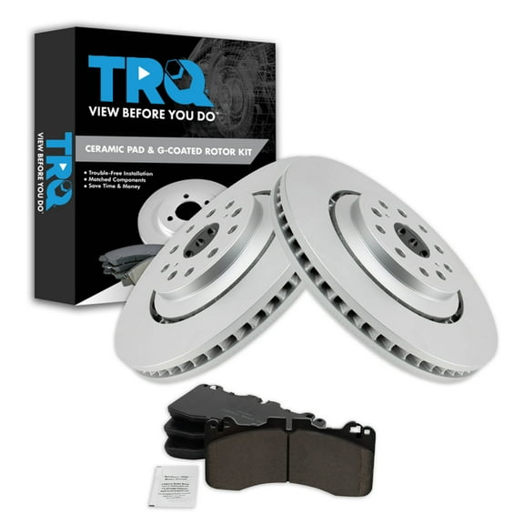 TRQ Front Brake Pad & Rotor Kit Brake Pads Brake Rotor Ceramic Vented Premium G-Coated Fits Select 2010-2012 Lexus LS460