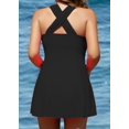 thumbnail image 3 of COcOPEAR Traje de baño elegante cruzado de una pieza para mujer Traje de baño con falda floral Negro 2XL14-16, 3 of 5