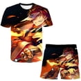 thumbnail image 2 of Conjuntos de ropa Demon Slayer para bebés y niñas, camisetas de manga corta de verano y pantalones cortos, 2 uds./trajes, nuevos trajes informales estampados 7T Gao Jinjia LED, 2 of 2