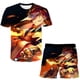 thumbnail image 2 of Conjuntos de ropa Demon Slayer para bebés y niñas, camisetas de manga corta de verano y pantalones cortos, 2 uds./trajes, nuevos trajes informales estampados 9T Gao Jinjia LED, 2 of 2