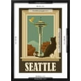 thumbnail image 5 of Art.com Seattle, Washington - Space Needle and Cat Window Art Print by Lantern Press, Black Frame Wall Art, 17" x 23", 5 of 5