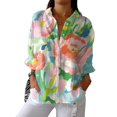 thumbnail image 4 of Soldes de Liquidation Chemises pour Femmes Seductiva Chemise Rétro Art à Imprimé Floral Chemise Décontractée à Col en V à Imprimé Artistique, 4 of 4