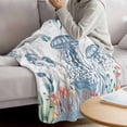 thumbnail image 3 of Coastal Jellyfish Blanket Soft Cozy Warm Throw Blanket for Couch, Plush Fuzzy Flannel Fleece Blankets for Sofa, Summer Beach Nautical Ocean Coral Seahorse Bed Blankets Gifts for Men, 40"x50", 3 of 9