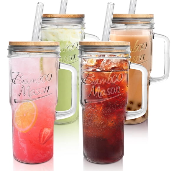 Vaso de vidrio ANOTION, juego de tarros de cristal con tapa, 710 ml