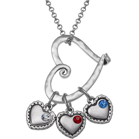 Personalized Sandra Magsamen's Mother Birthstone Heart Slider Silver-Tone Necklace