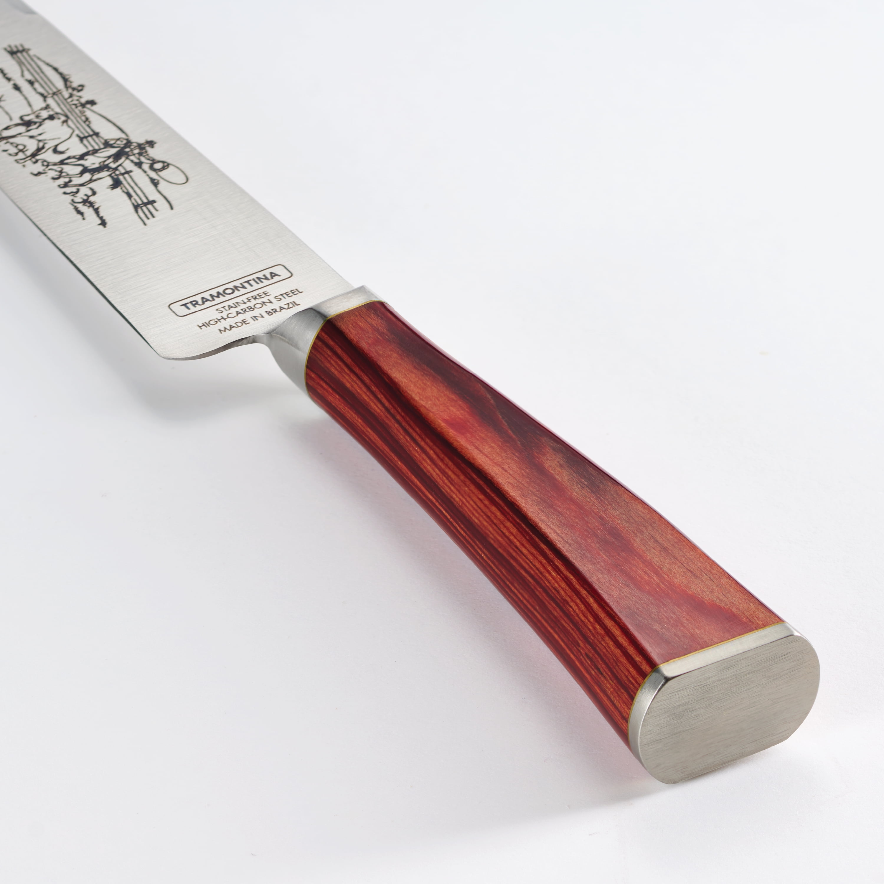 Tramontina Churrasco BBQ 7-Inch Forged High-Carbon Stainless Steel Gaucho Style Knife with Leather Sheath, Red Polywood Handle
