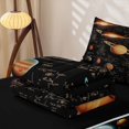 thumbnail image 6 of Manfei Vintage Planets Zipper Twin Comforter Sets with Fitted Sheet and 2 Pillowcases,Celestial Math Notes Print Zipper Bedding Set,Black Brown,Black Reversible,4pcs, 6 of 8