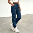 thumbnail image 6 of WIZUTIZ Women's Tapered Ankle Pants Elastic Waist Drawstring Side Pockets Full Length Casual Jogger Trousers Lightweight Stretchy Soft Comfy, 6 of 6