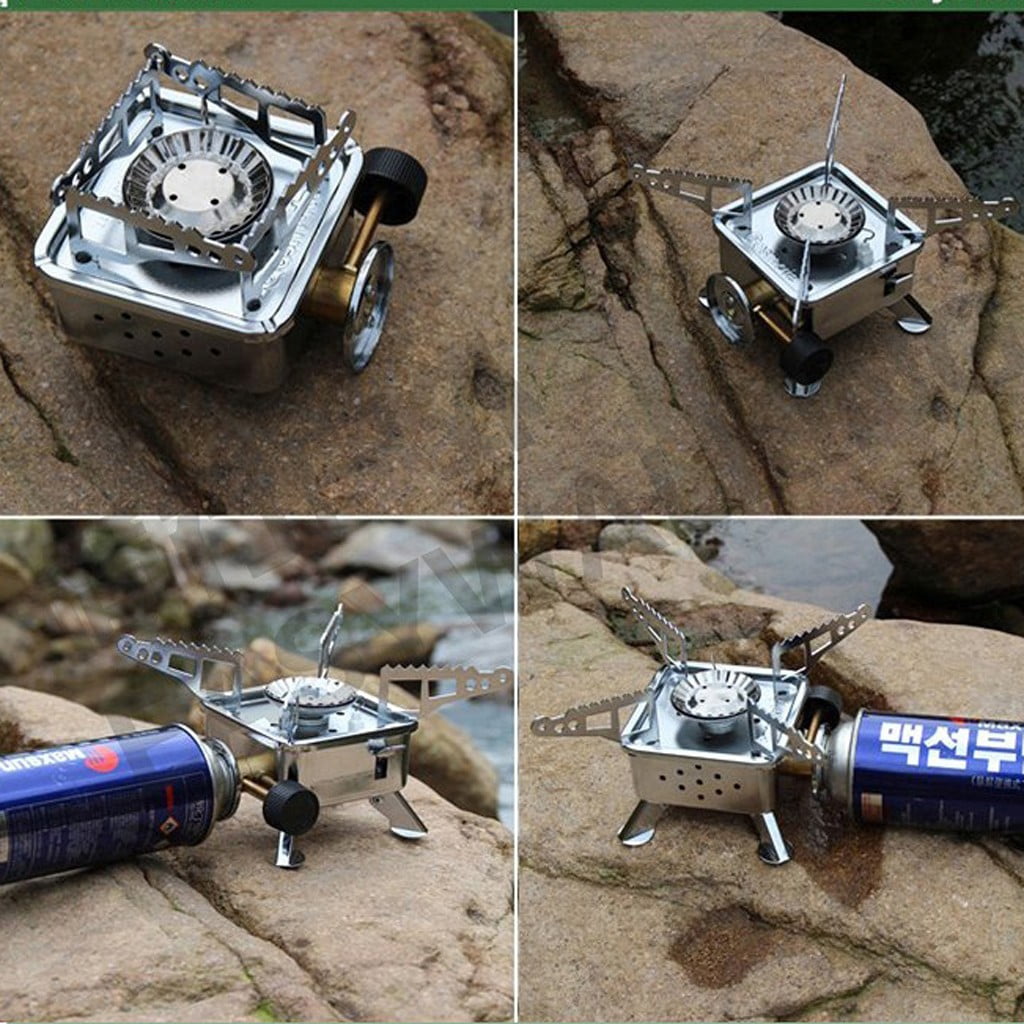 Foldable Camping Gas Stove, Mini Cartridge Stove for Outdoor Cooking, Portable Burner with Stainless Steel