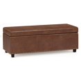thumbnail image 1 of Simpli Home Kingsley Ottoman de Rangement 48 Pouces en Similicuir Brun Selle, 1 of 9