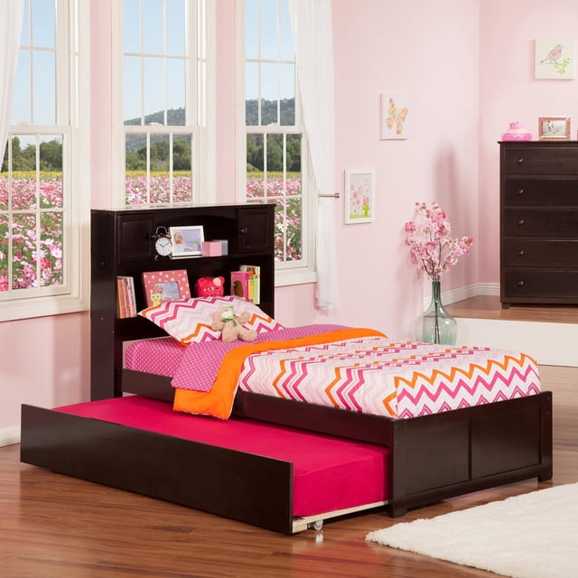 Pemberly Row Lit Plateforme Moderne Simple TG avec Rangement et Tiroir-Lit, Couleur Espresso