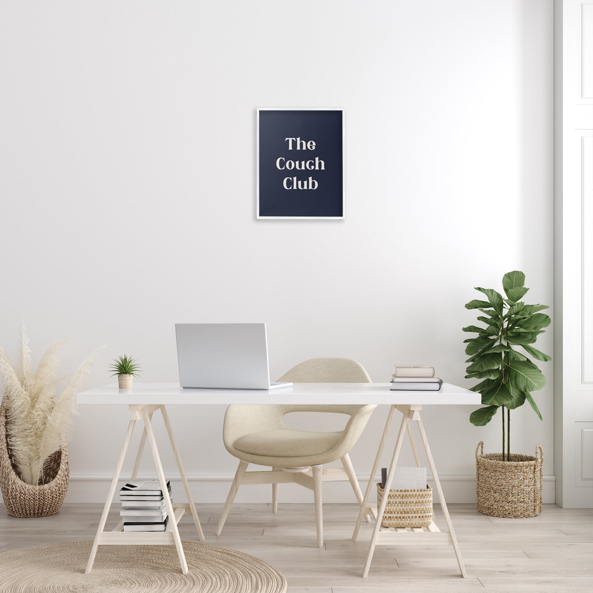 Stupell Industries Couch Club Phrase Typography Painting White Framed Art Print Wall Art, 16 x 20