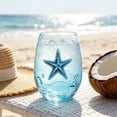 thumbnail image 6 of Japceit Ocean Themed Stemless Wine Glass, Watercolor Blue Print Clear Tumbler, Nautical Beach Style Cup, For Wine Water Juice, Coastal Home Bar Drinkware Gift, 6 of 7