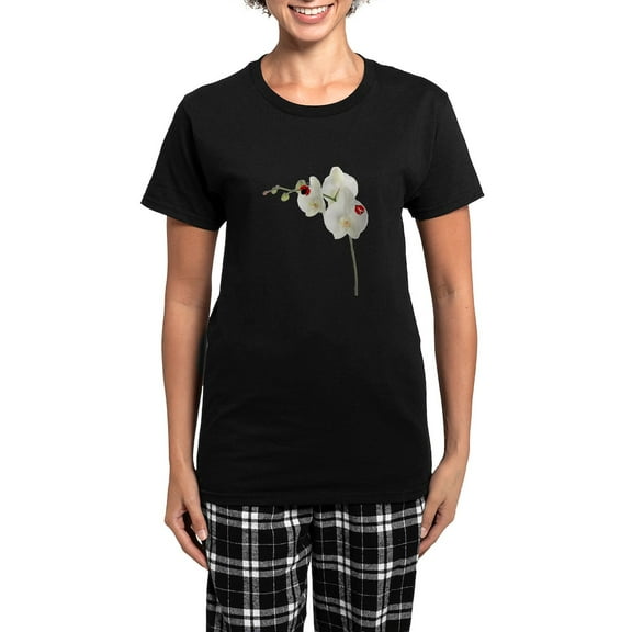 CafePress - Lady Bug Orchid Women's Dark Pajamas - Women's Short Sleeve Print T-Shirt and Pants Dark Cotton Pajama Set