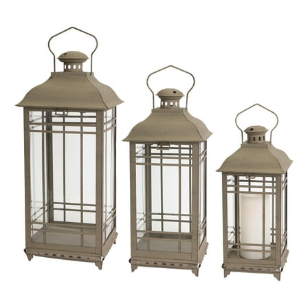 Lantern (Set Of 3) 14"H, 17"H, 20"H Metal, Glass