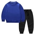 thumbnail image 2 of AUNVITO Color Block Casual Cotton Sets for Boys & Girls 1-11Y Long Sleeve Tops & Elastic Waist Joggers 2-Piece Outfits Solid Color Loose Fit, 2 of 8