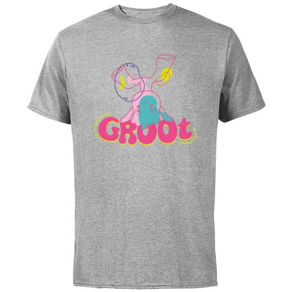 Marvel Groot Headstand 1970s Retro Guardians of the Galaxy - Short Sleeve Cotton T-Shirt for Adults - Customized-Athletic Heather
