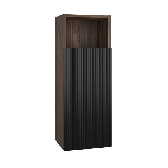 CC1014S110.309 Black & Walnut Bathroom Floating Side Cabinet, Wall-mounted Storage Cabinet for Small Space, KD