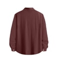 thumbnail image 4 of UTSJKR Men's Oversized Loose Fit Linen-Blend Long Sleeve Button-Down Shirt, Casual Top, Hot Summer Beach Street Daily Comfort Wear Wine M, 4 of 8