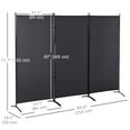 thumbnail image 3 of HOMCOM 6' 3 Panel Room Divider, Double Hinged Privacy Screen, Grey, 3 of 10