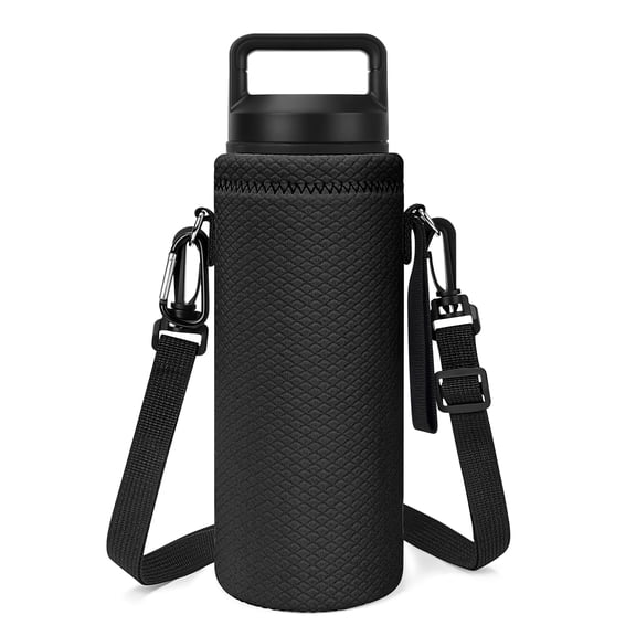 Linkidea Neoprene Water Bottle Carrier with Strap Compatible with YETI Rambler Bottle 18oz/26oz, Yonder 25oz, Insulated Waterbottle Sling Bag with Shoulder Strap, Black