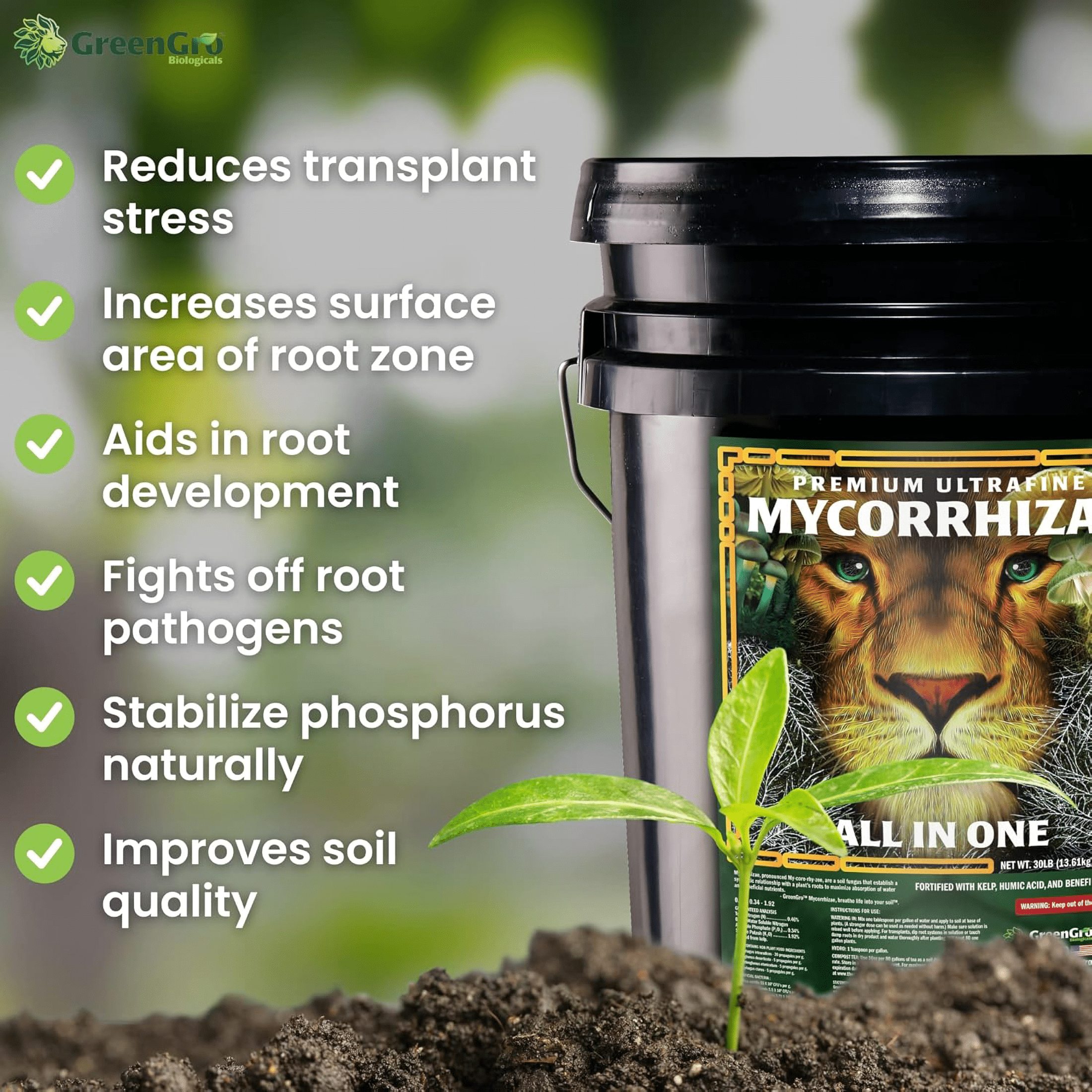 Premium Ultrafine Mycorrhizae - Beneficial Root System Bacteria - 8 oz Jar by GreenGro