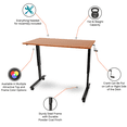thumbnail image 6 of Stand Up Desk Store Crank Adjustable Height Rolling Standing Desk (Black Frame/Teak Top, 60" Wide), 6 of 6