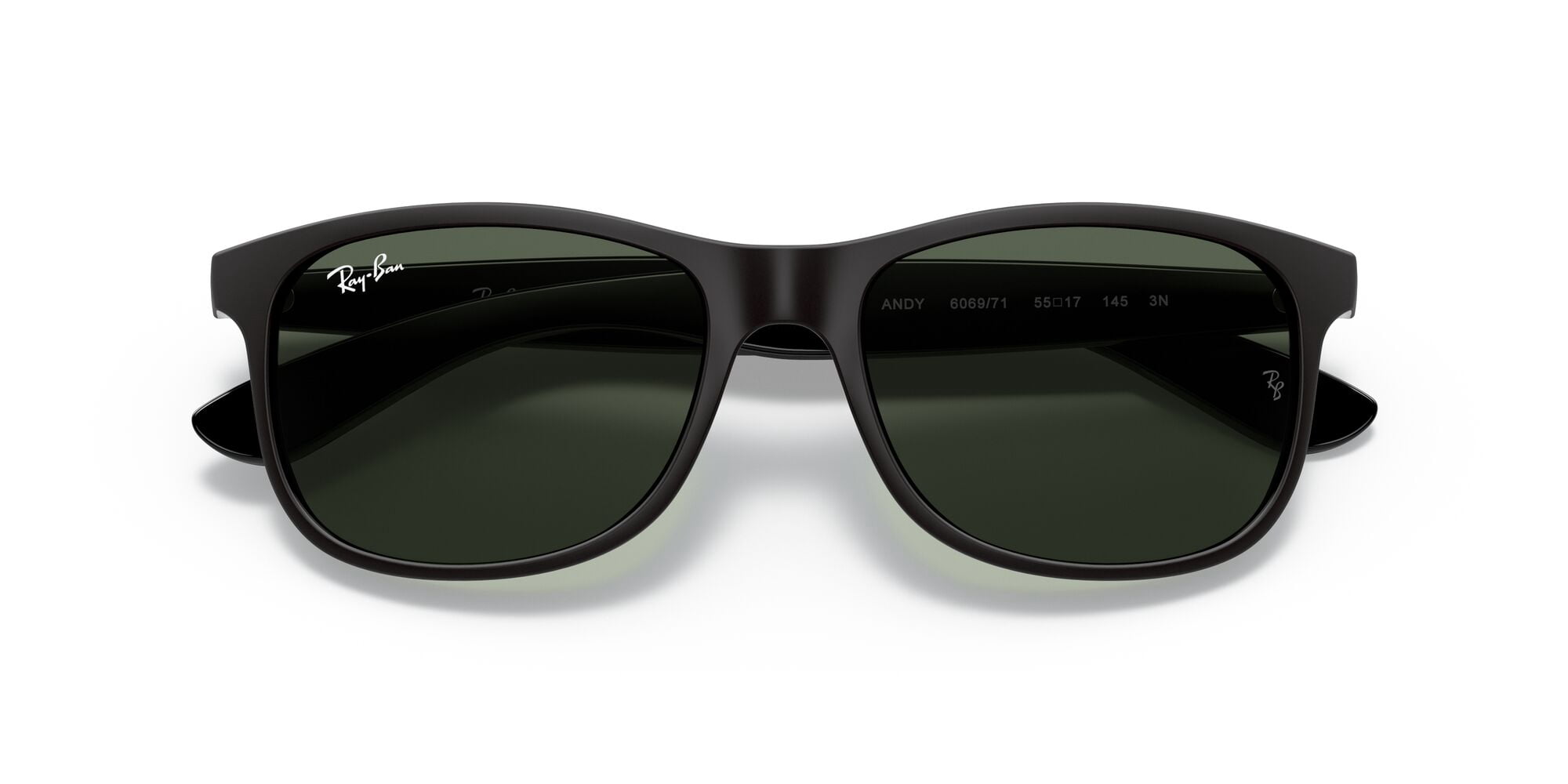 Ray-Ban Andy Sunglasses for Women and Men with UV Sun Protection, Dark Green/Matte Black, Size 55