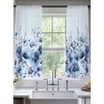 thumbnail image 2 of Blue Blooms Floral Sheer Curtains 63 Inch Length 2 Panels Set Window Treatments, Spring Flowers Botanical Blue Ombre Rod Pocket Semi Curtains for Living Room/Bedroom/Kitchen Décor, 104"W x 63"L, 2 of 7