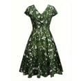 thumbnail image 4 of Iyufng Women's Summer Dresses V-Neck Printed Short Sleeve Mini Dress, 4 of 6
