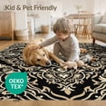 thumbnail image 4 of ODIKA 9'x12' Washable Area Rug Boho Vintage Floral Scroll Border Accents Oriental Medallion With Playful for Dining Room, Basement, Large Office, Non-Slip Chair-Friendly, 4 of 7