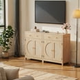 thumbnail image 6 of LGHM Rattan Sideboard Buffet Cabinet with Drawers, Coffee Bar Cabinets Set of 2, Accent Console Table with Adjustable Shelves for Kitchen Dining Room Entryway Living Room, Natural Oak, 6 of 13