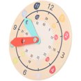 thumbnail image 1 of OULII 1Pack Wooden Round Clock Toy for Children Learning Time with Educational Function 11.8x5.9in, 1 of 8