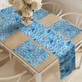 thumbnail image 2 of Ambesonne Lighthouse Table Runner & Placemats, Wavy Lines Dolphins, Placemat 4 pcs + Runner 16"x72", Blue Navy Blue Red, 2 of 2