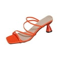 thumbnail image 2 of THDHVS Womens Sandals Dressy,Womens Sandals,Lady's Casual Versatile Thin Strap Spring and Summer Square Head Breathable Open Toe High Heels Orange 8, 2 of 6