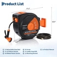 thumbnail image 3 of 65 Ft X1/2 in Retractable Garden Hose Reel, Wall Mounted Heavy Duty Garden Hose Reel with 10 Spray Nozzle, Slow Retraction System, 180°Swivel Bracket, UV Resistant & 3-Layer Protect, 3 of 7