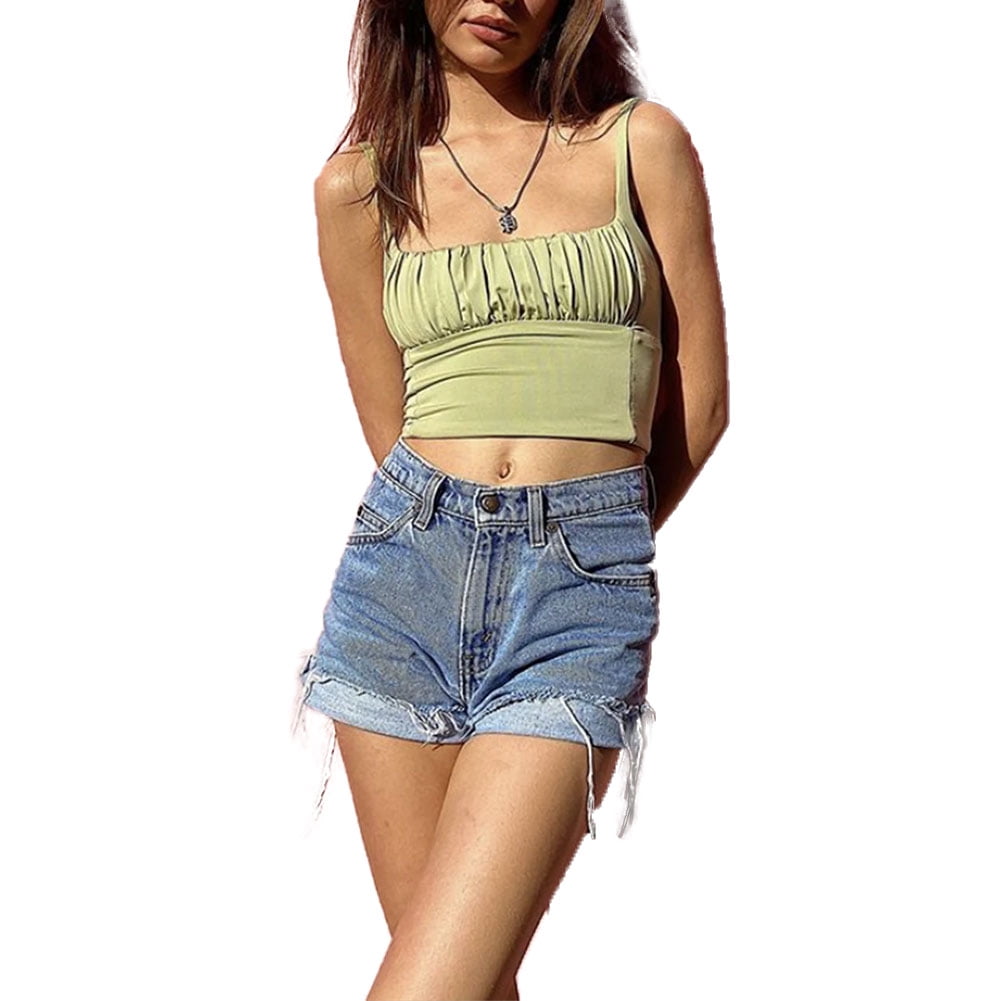 Ruched square neck tank top Clearance