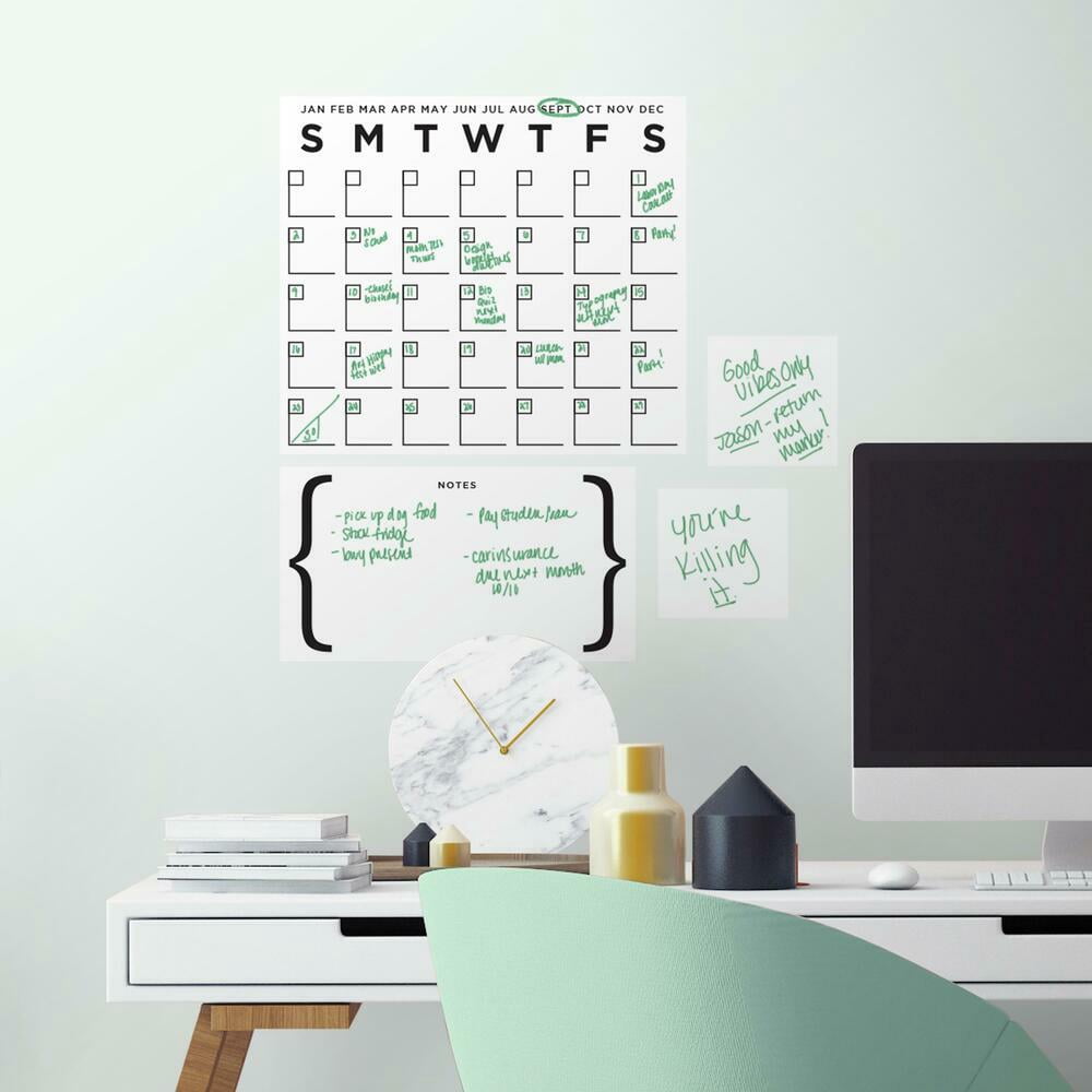RoomMates White Dry Erase Calendar Peel and Stick Giant Wall Decal Set