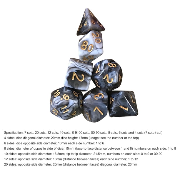 Dado Juego de dados digitales multifacéticos de acrílico de 7 piezas para juegos de rol de mesa DND Sywqhk Para Estrenar