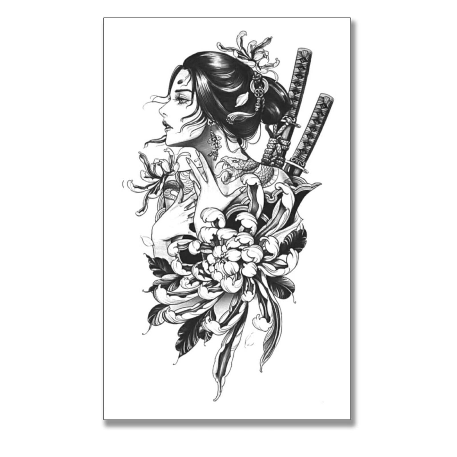 PNG SVG File Japanese Pretty Geisha Warrior Girl Tattoo - Etsy
